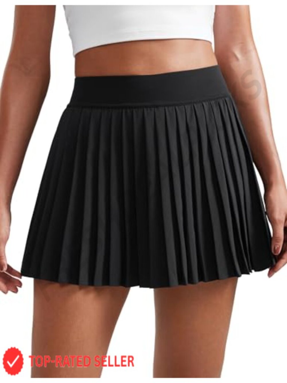 Mini Pleated High Waisted A-Line Tennis Skort with Built-in Shorts & Pockets